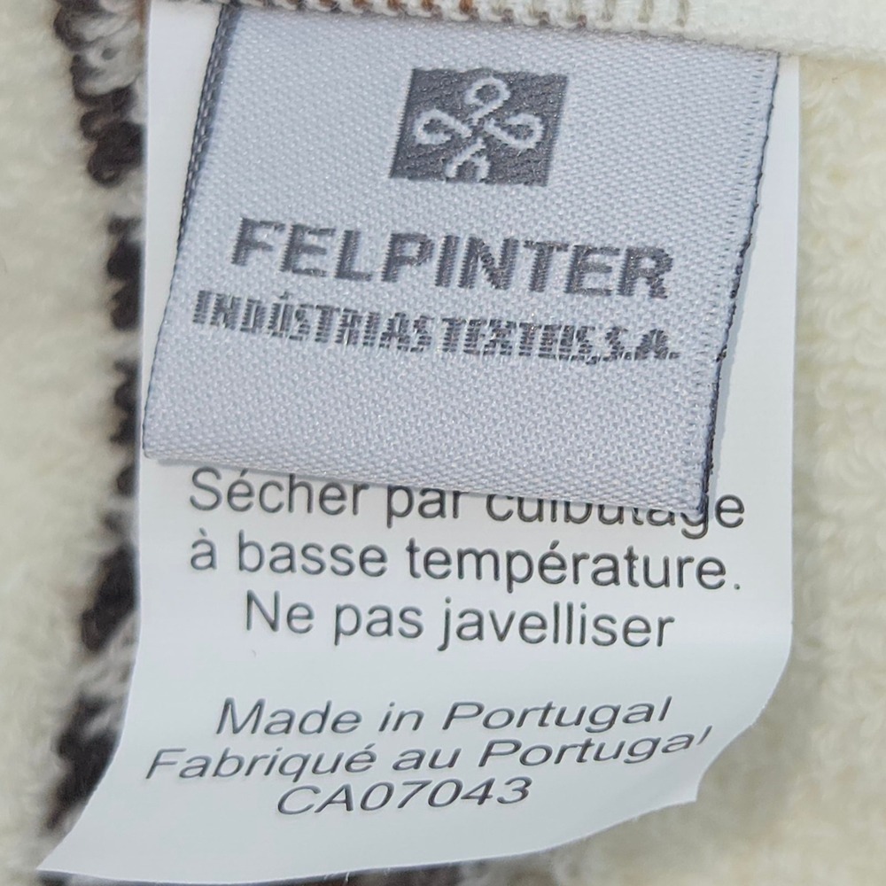 Felpinter 6pc Cotton Bath Hand Towel Set Chevron Stripe Cream Brown Portugal - Picture 4 of 16